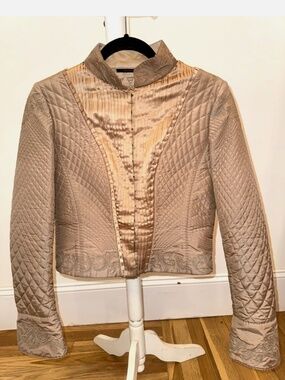 Vintage ELIE TAHARI Silk Jemina Victorian Embroidered Quilted Artwear Jacket Sm